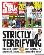 Daily Star Sunday () Newspaper Front Page for 3 November 2019