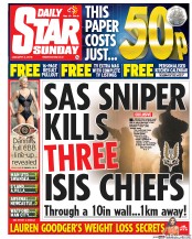 Daily Star Sunday () Newspaper Front Page for 3 January 2016