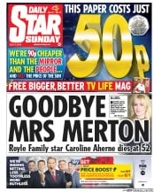 Daily Star Sunday () Newspaper Front Page for 3 July 2016