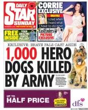 Daily Star Sunday () Newspaper Front Page for 4 November 2018