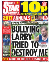 Daily Star Sunday () Newspaper Front Page for 4 December 2016