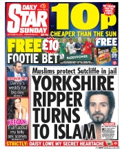 Daily Star Sunday () Newspaper Front Page for 4 September 2016