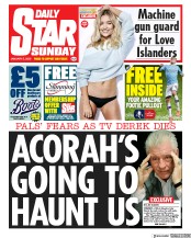 Daily Star Sunday () Newspaper Front Page for 5 January 2020