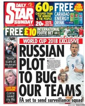 Daily Star Sunday () Newspaper Front Page for 8 October 2017