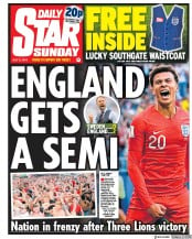 Daily Star Sunday () Newspaper Front Page for 8 July 2018