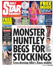 Daily Star Sunday () Newspaper Front Page for 9 December 2018