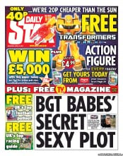 Daily Star Sunday () Newspaper Front Page for 13 April 2013