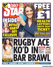 Daily Star Sunday () Newspaper Front Page for 13 July 2013