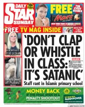 Daily Star Sunday () Newspaper Front Page for 13 July 2014