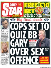 Daily Star Sunday () Newspaper Front Page for 13 September 2014
