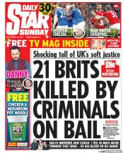 Daily Star Sunday () Newspaper Front Page for 13 September 2015