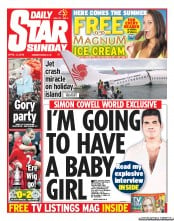 Daily Star Sunday () Newspaper Front Page for 14 April 2013