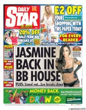 Daily Star Sunday () Newspaper Front Page for 18 January 2014