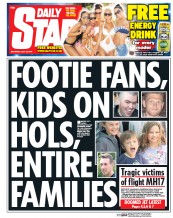 Daily Star Sunday () Newspaper Front Page for 19 July 2014
