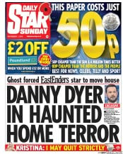Daily Star Sunday () Newspaper Front Page for 1 November 2015