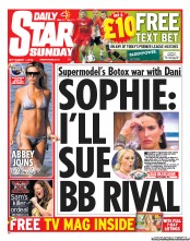 Daily Star Sunday () Newspaper Front Page for 1 September 2013