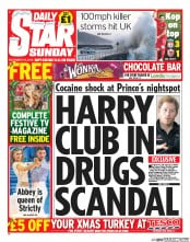 Daily Star Sunday () Newspaper Front Page for 22 December 2013