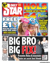 Daily Star Sunday () Newspaper Front Page for 22 June 2013
