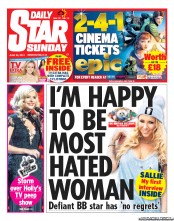 Daily Star Sunday () Newspaper Front Page for 23 June 2013