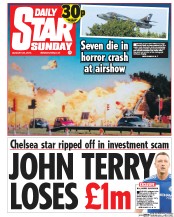 Daily Star Sunday () Newspaper Front Page for 23 August 2015