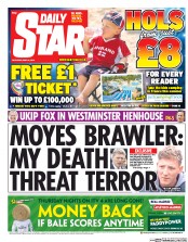 Daily Star Sunday () Newspaper Front Page for 24 May 2014