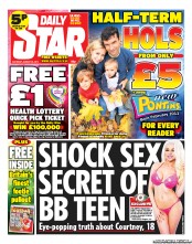 Daily Star Sunday () Newspaper Front Page for 24 August 2013