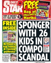 Daily Star Sunday () Newspaper Front Page for 25 October 2014