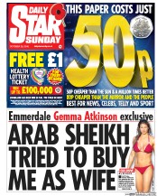 Daily Star Sunday () Newspaper Front Page for 25 October 2015