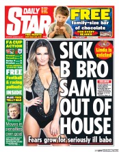 Daily Star Sunday () Newspaper Front Page for 25 January 2014