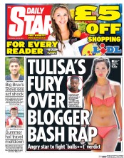 Daily Star Sunday () Newspaper Front Page for 26 July 2014