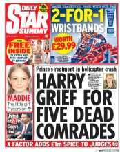Daily Star Sunday () Newspaper Front Page for 27 April 2014