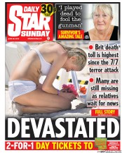 Daily Star Sunday () Newspaper Front Page for 28 June 2015