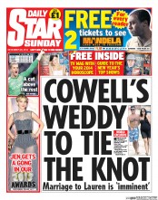 Daily Star Sunday () Newspaper Front Page for 29 December 2013