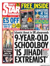 Daily Star Sunday () Newspaper Front Page for 2 March 2014