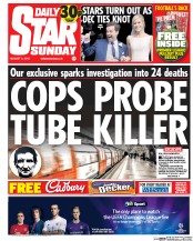 Daily Star Sunday () Newspaper Front Page for 2 August 2015