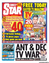 Daily Star Sunday () Newspaper Front Page for 30 March 2013