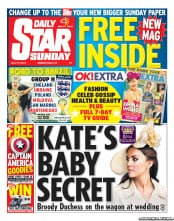 Daily Star Sunday () Newspaper Front Page for 31 July 2011
