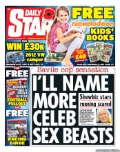 Daily Star Sunday () Newspaper Front Page for 3 November 2012