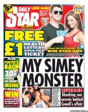 Daily Star Sunday () Newspaper Front Page for 3 August 2013