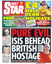 Daily Star Sunday () Newspaper Front Page for 4 October 2014