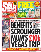 Daily Star Sunday () Newspaper Front Page for 5 April 2015