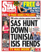 Daily Star Sunday () Newspaper Front Page for 5 July 2015