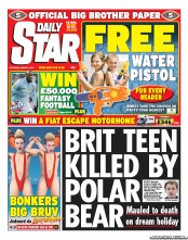 Daily Star Sunday () Newspaper Front Page for 6 August 2011