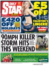 Daily Star Sunday () Newspaper Front Page for 8 February 2014