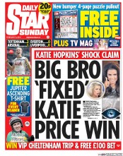 Daily Star Sunday () Newspaper Front Page for 8 February 2015