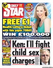 Daily Star Sunday () Newspaper Front Page for 8 June 2013
