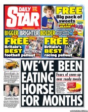 Daily Star Sunday () Newspaper Front Page for 9 February 2013
