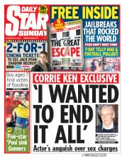 Daily Star Sunday () Newspaper Front Page for 9 February 2014