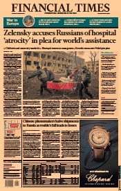 Financial Times () Newspaper Front Page for 10 March 2022