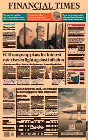 Financial Times () Newspaper Front Page for 10 June 2022